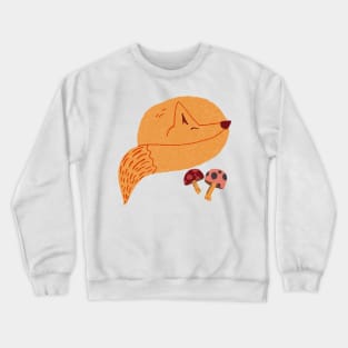 Sleeping arctic fox and cozy mushrooms Crewneck Sweatshirt